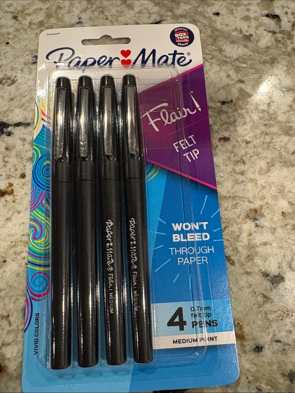 Paper Mate Black Flair Felt Tip No Bleed Pens